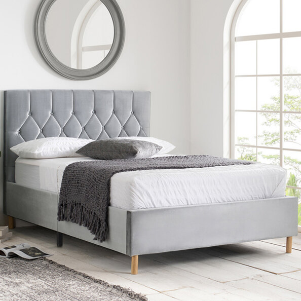 Laxly Fabric Small Double Bed In Grey
