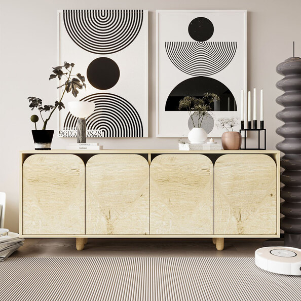 Lazio Wooden Sideboard with 4 Doors in Sapphire Oak