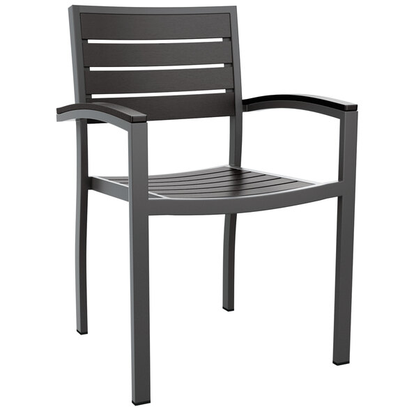 Lazzaretto Aluminium Outdoor Armchair With Grey Frame In Black