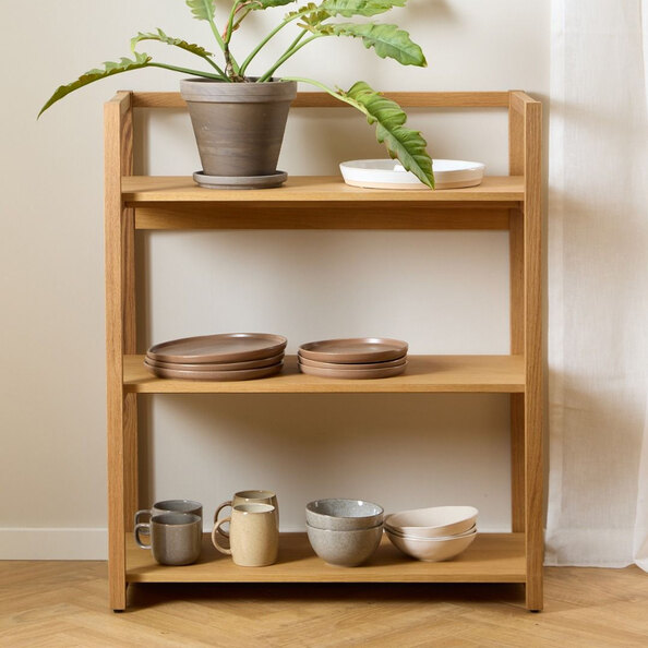 Leburn Wooden Bookcase With 3 Shelves In Oak