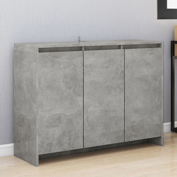 Leehi Wooden Sideboard With 3 Doors In Concrete Effect