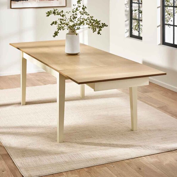 Lelmira Wooden Extending Dining Table in Satin Black