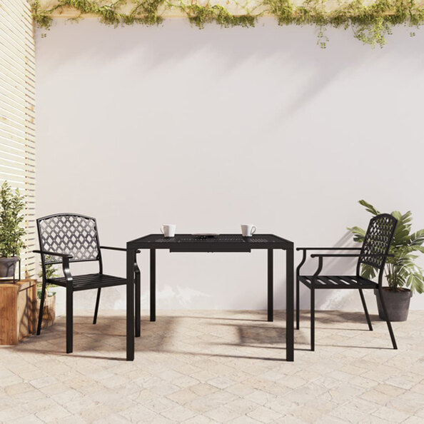 Lima Large Square Steel 3 Piece Garden Dining Set In Anthracite