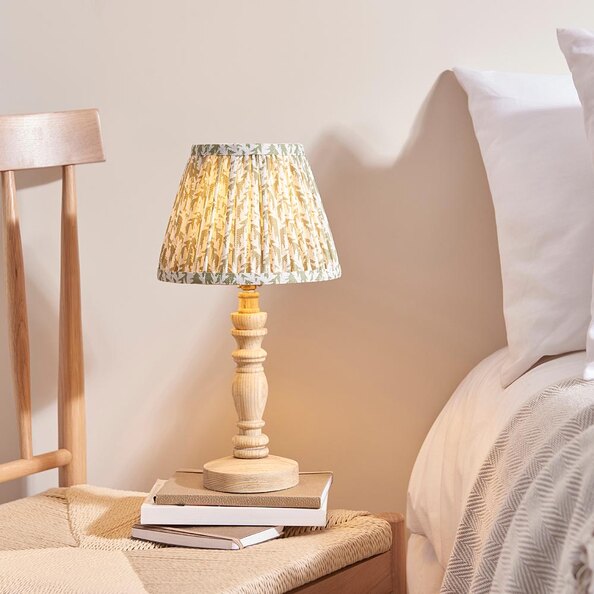 Lincoln Garden Green 20cm Shade Wood Table Lamp In Natural Ash