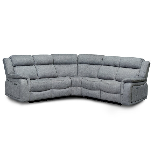 Lindsay Fabric Electric Recliner Large Corner Sofa In Grey