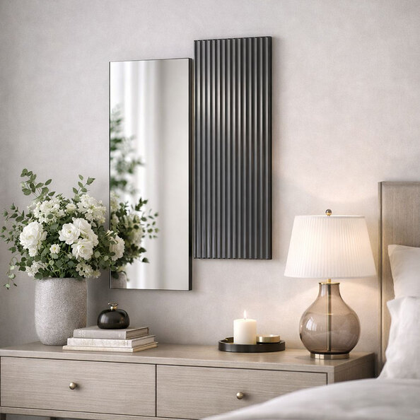 Linea Wooden Wall Mirror in Fume and Natural
