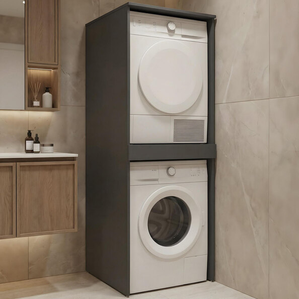 Linfa Wooden Washing Machine Cabinet in Matte Anthracite