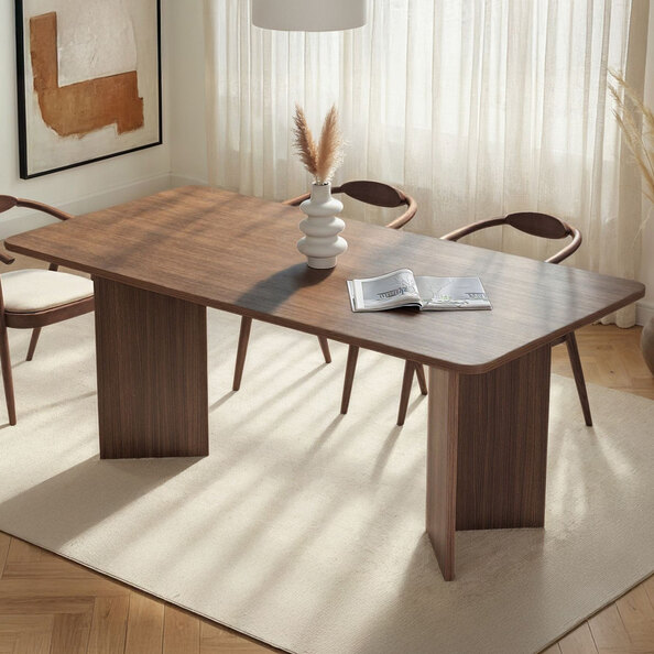 Linzor Rectangular Wooden Dining Table in Walnut