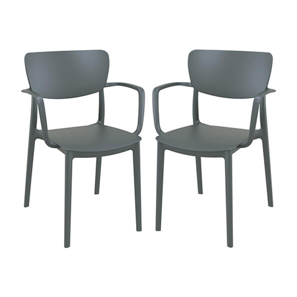 Lisa Dark Grey Polypropylene Dining Chairs In Pair