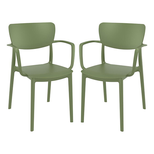 Lisa Olive Green Polypropylene Dining Chairs In Pair