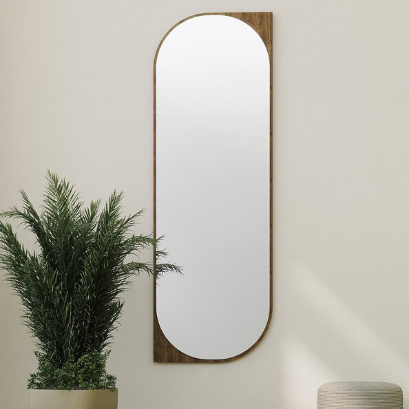 Livi Glass Wall Mirror with Walnut Wooden Frame