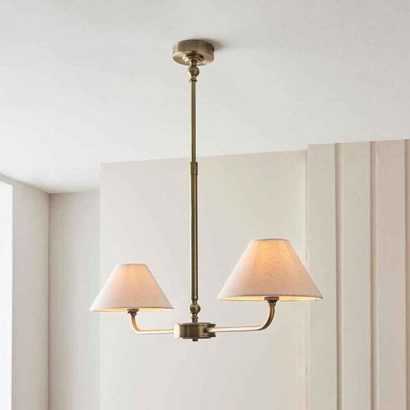 Livie Metal 2 Ceiling Pendant Light in Antique Brass
