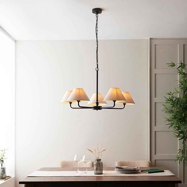 Livie Metal 5 Ceiling Pendant Light in Matt Black