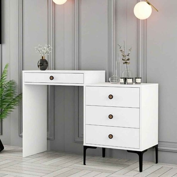 Lizbon Wooden Dressing Table with 4 Drawers in White