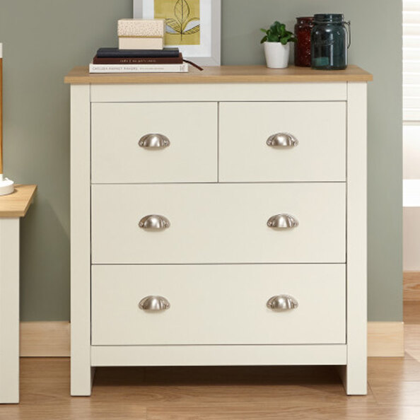 Loftus Wooden Chest Of 4 Drawers In Cream And Oak