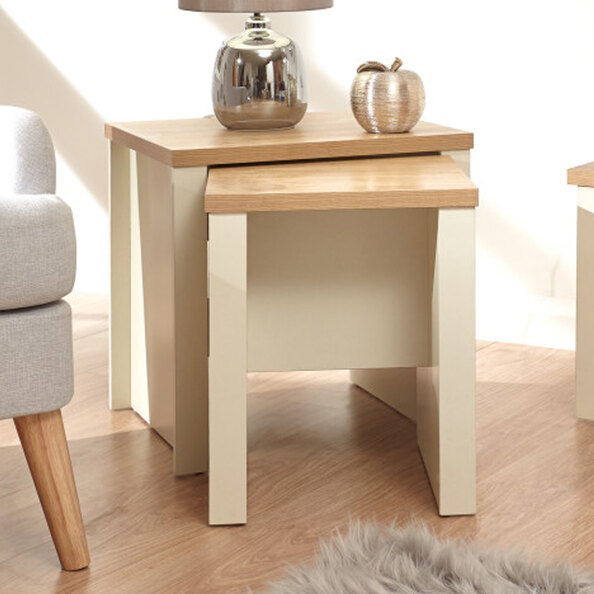 Loftus Wooden Nest Of 2 Tables In Cream And Oak