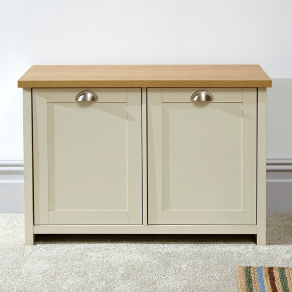 Loftus Wooden Shoe Cabinet With 2 Doors In Cream And Oak