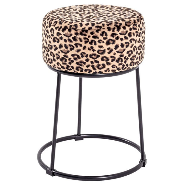 Loleta Textile Fabric Stool In Black Motif