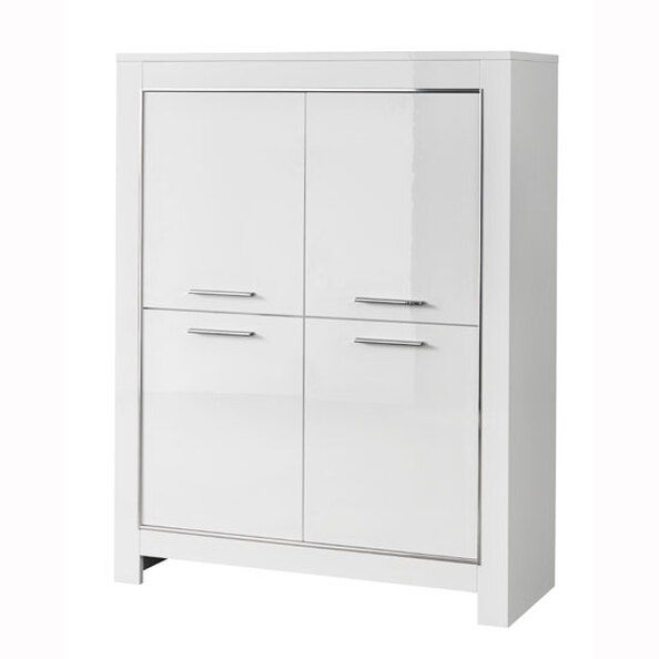 Lorenz Modern Bar Unit In White High Gloss With 4 Doors