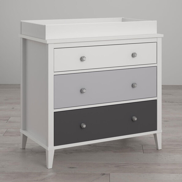 Lrelion Wooden Chest Of 3 Drawers in White and Grey