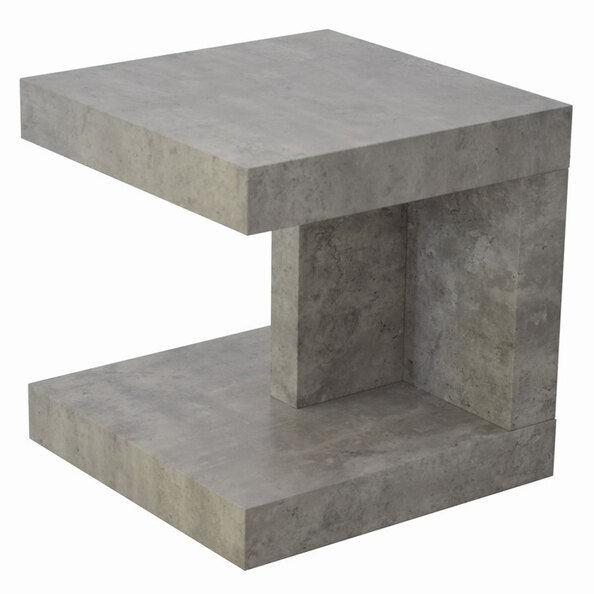 Lucca Wooden Square End Table In Light Concrete