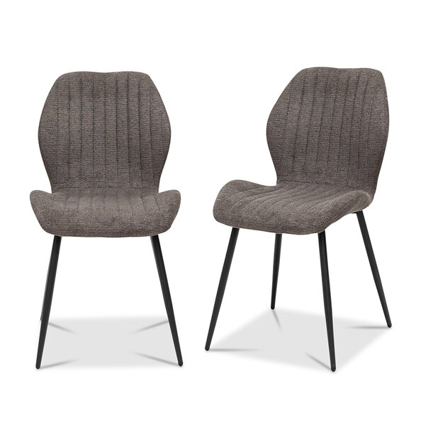 Luciano Charcoal Fabric Dining Chairs with Black Metal Legs in Pair