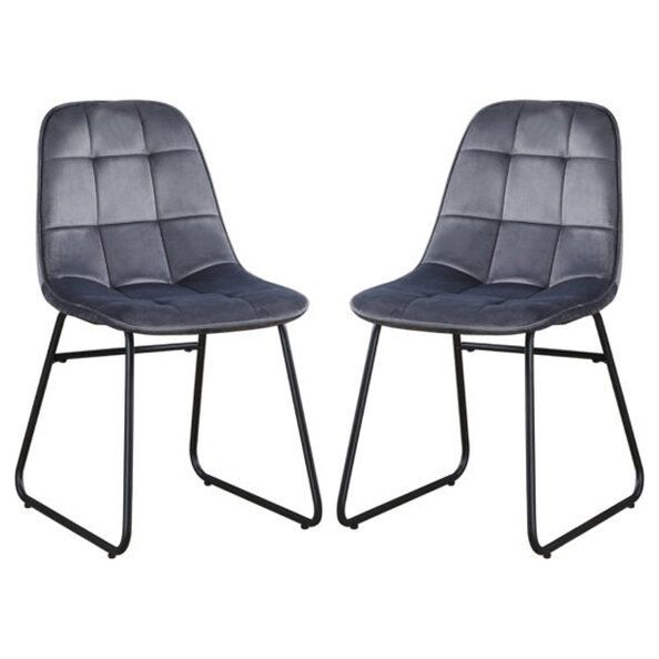 Lyster Grey Velvet Dining Chairs In A Pair