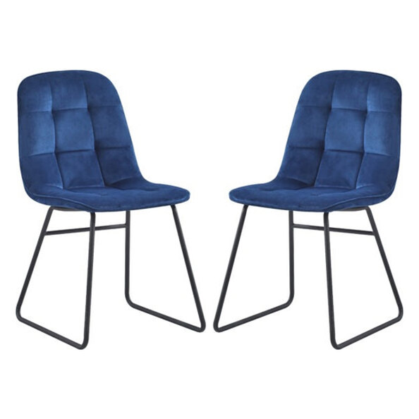 Lyster Sapphire Blue Velvet Dining Chairs In A Pair