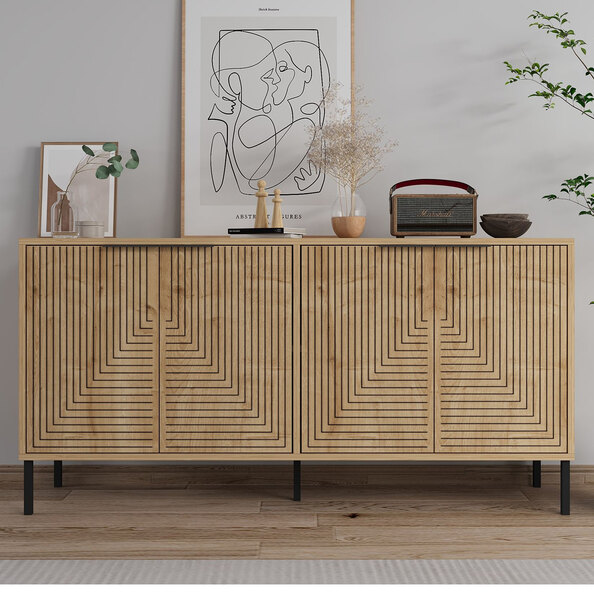 Lurea Wooden Sideboard with 4 Doors in Sapphire Oak
