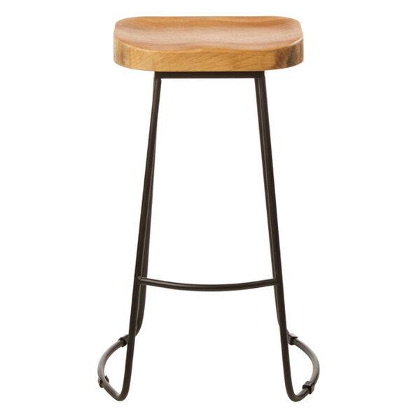 Gomeisa Oak Wood Bar Stool With Metal Base    