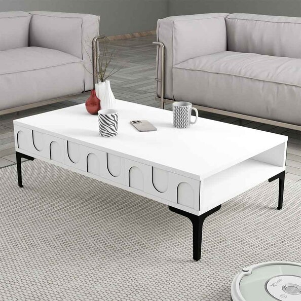 Lyon Wooden Coffee Table in White and Black