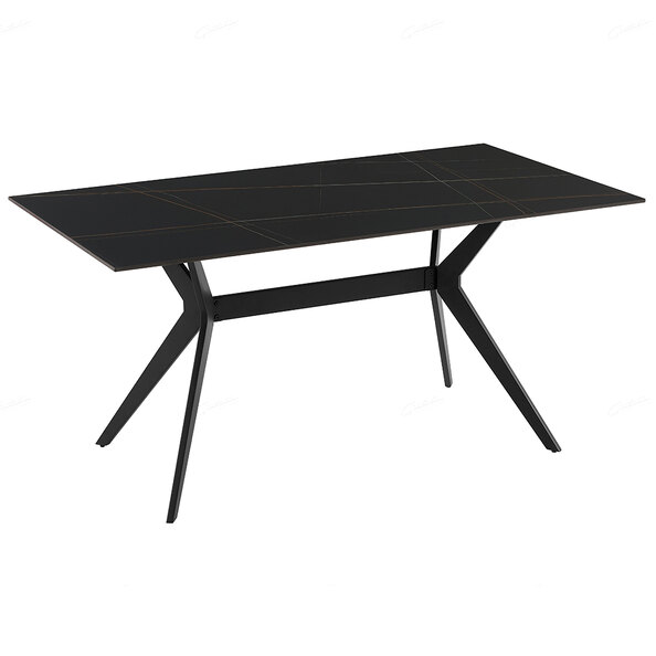 Lyons Sintered Stone Rectangular Dining Table In Black
