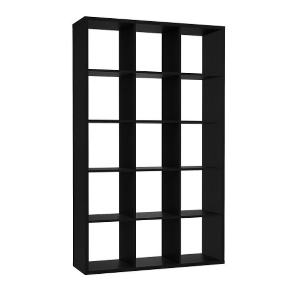 Mabon Wooden Bookcase With 15 Open Cubes In Matt Black