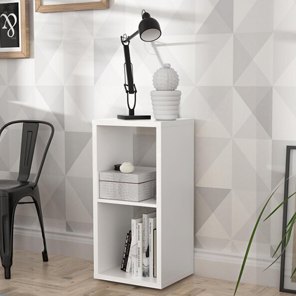 Mabon Wooden Bookcase With 1 Shelf In Matt White