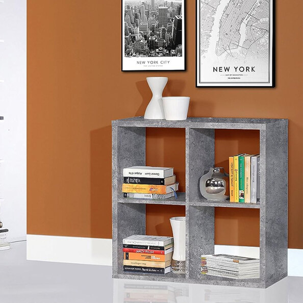 Mabon Wooden Shelving Unit With 4 Open Storage In Concrete Effect