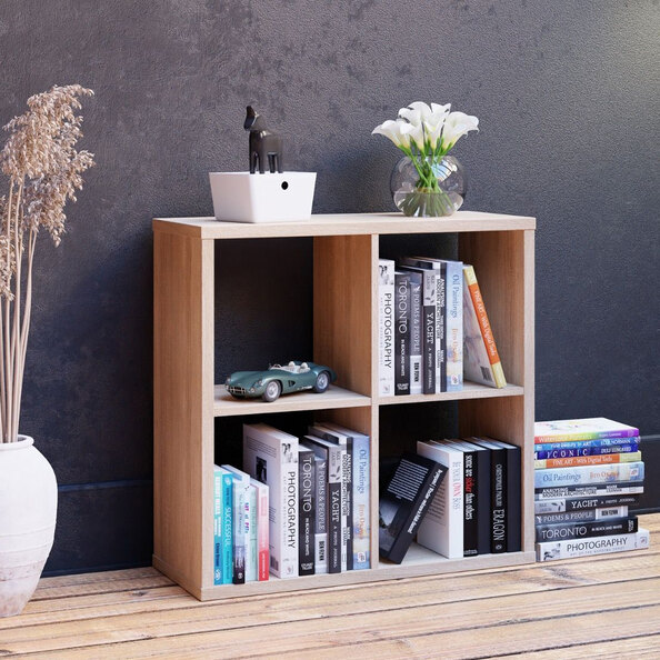 Mabon Wooden Shelving Unit With 4 Open Storage In Sonoma Oak