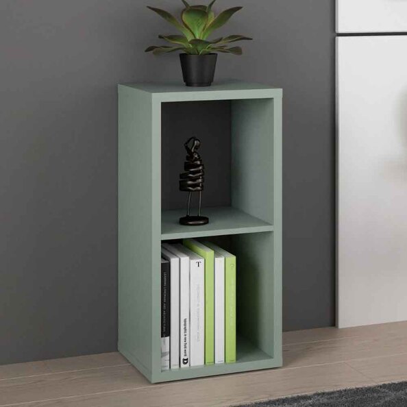 Mabon Wooden Shelving Unit with 2 Open Storage in Sage Green