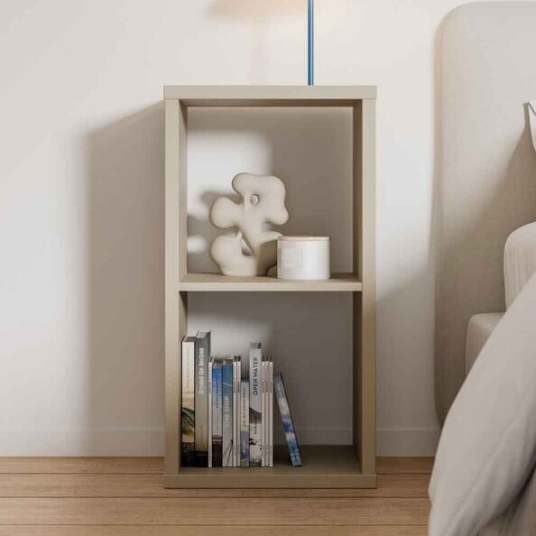 Mabon Wooden Shelving Unit with 2 Open Storage in Taupe