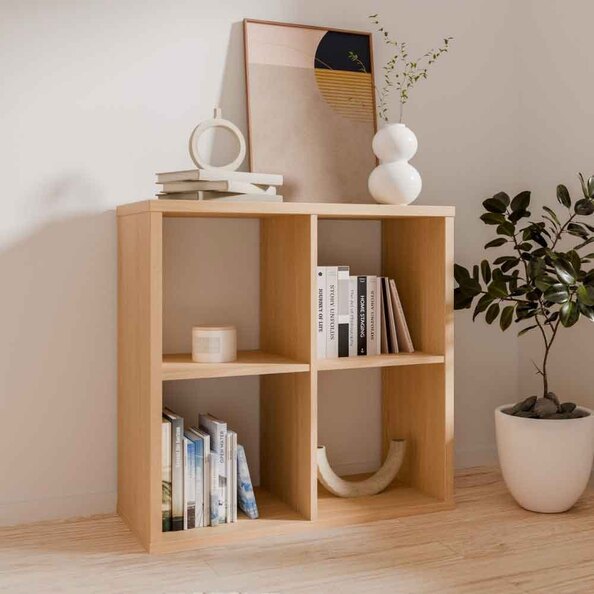 Mabon Wooden Shelving Unit with 4 Open Storage in Elegancia Oak
