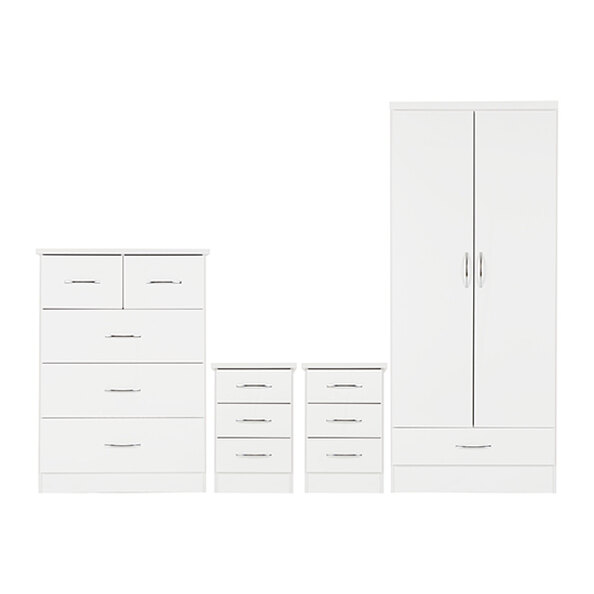 Mack Wooden Bedroom Set With 2 Doors Wardrobe White Gloss Front