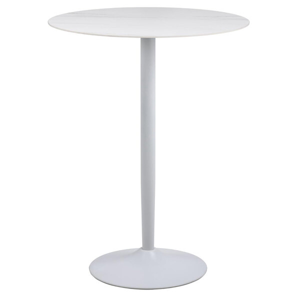 Macon Ceramic Bar Table With Steel Base In White Unico