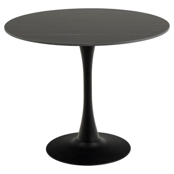 Macon Ceramic Dining Table With Steel Base In Matt Black Grantham