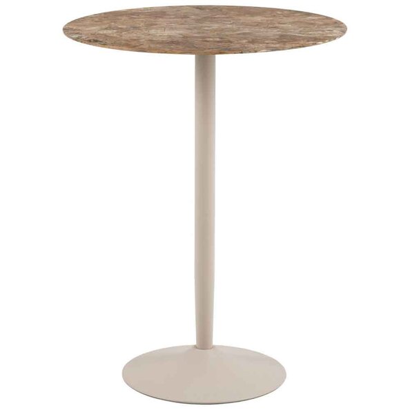 Macon Ceramic Round Bar Table With Grey Base - Aberta Brown