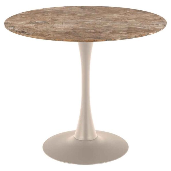 Macon Ceramic Round Dining Table With Steel Base - Aberta Brown