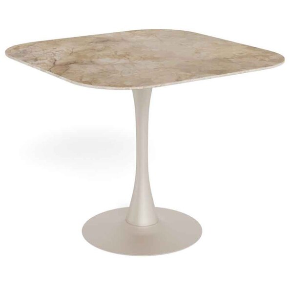 Macon Ceramic Square Dining Table With Steel Base - Aberta Brown