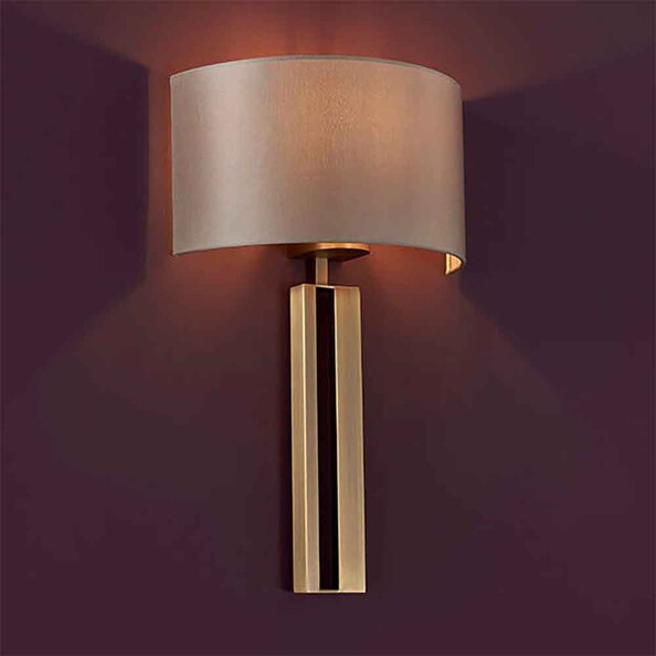 Macon Fabric Wall Light In Antique Brass