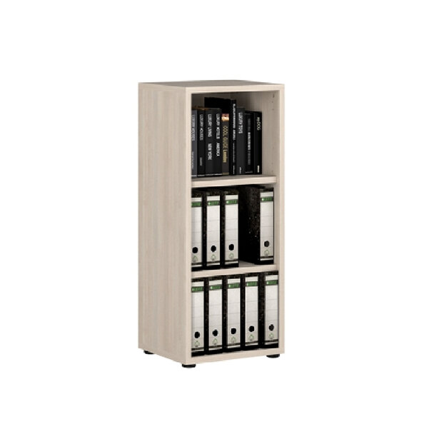 Macon Wooden Bookcase Narrow With 3 Shelves In Warm Mapple