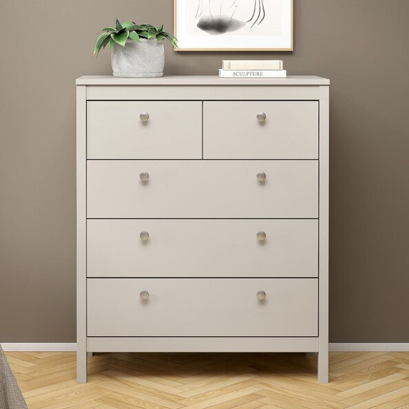 Macron Wooden Chest Of 5 Drawers In Cashmere