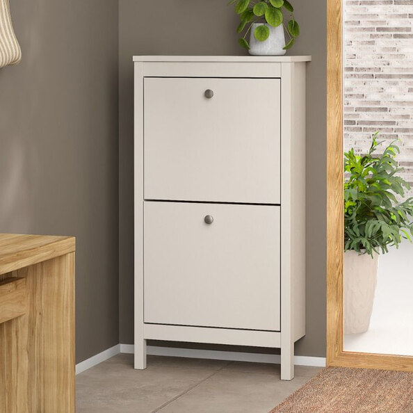 Macron Wooden Shoe Cabinet With 2 Flap Doors In Cashmere