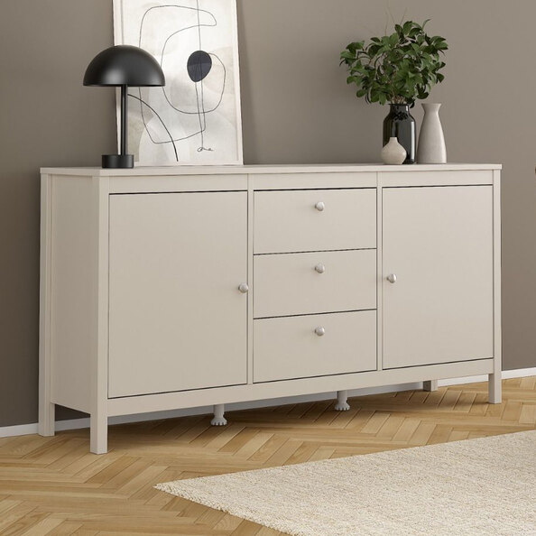 Macron Wooden Sideboard With 2 Doors 3 Drawers In Cashmere
